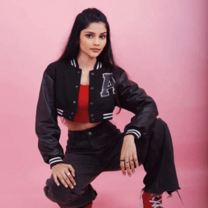 Exotix “A” Varsity Crop Jacket – Black Edition