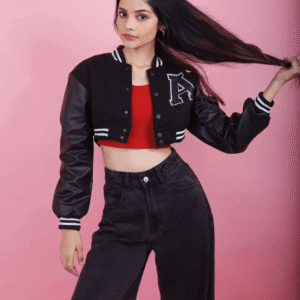 Exotix “A” Varsity Crop Jacket – Black Edition