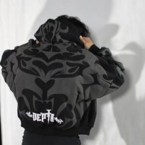 DEPTA Gen-Z Oversized Graffiti Bomber Jacket – White, Grey & Black Variants