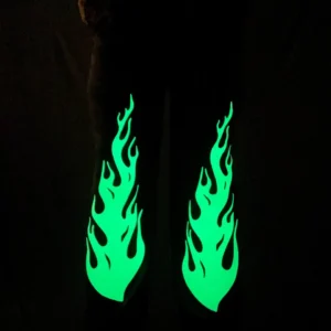 Black Flame Print Streetwear Pants